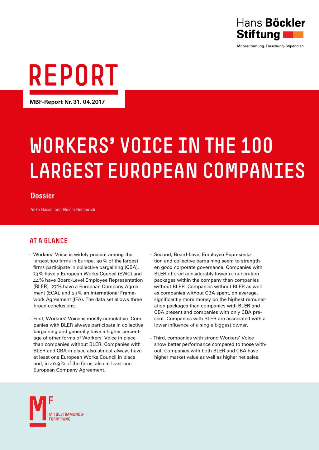 Workers´ Voice in the 100 largest European companies